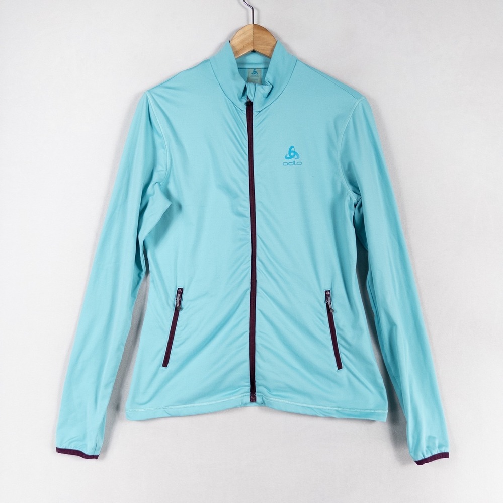 Odlo Lightweight Active Jacket Womens Small Blue Full Zip Up Quick Dry Stretch